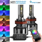 H11 Power LED CSP Headlight Fog Light Low Beam + RGB Bluetooth Phone Control