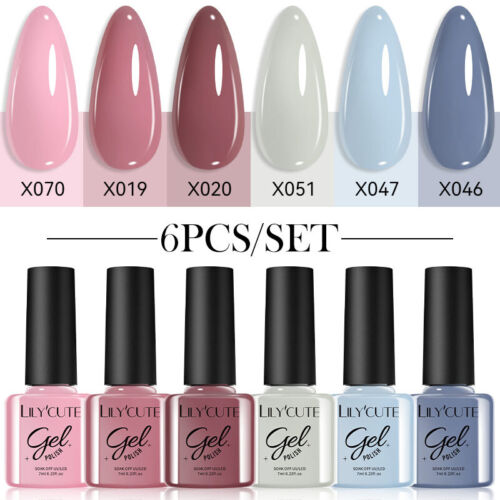 LILYCUTE 6 Flaschen Nagel Gellack Set Semi-Permanent Soak Off Gel Nagellack Kit - Bild 6 von 31