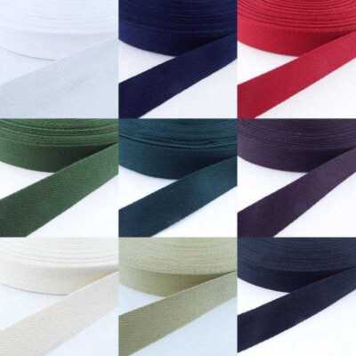 25 mm reines Baumwollband Fischgrät 1 mm Köperbindung usw. kaufen 1 2 4 oder 8 m 490D