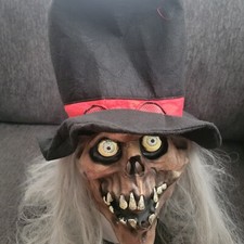 2007 Mario Chiodo Studios Adult Skeleton Mask W/ Long Gray Hair With Top Hat