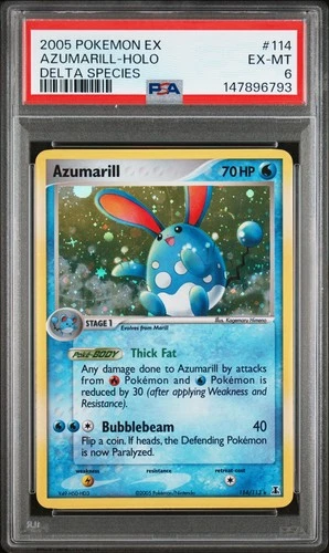 2005 POKEMON EX DELTA SPECIES #114 AZUMARILL-HOLO PSA 6