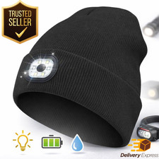Bluetooth LED Beanie Hat with Music Speakers Mic Rechargeable Cap Head Lamp Gift