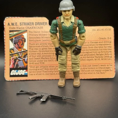 GI Joe 1985 Crankcase v1 100% Complete Vintage ARAH Action Figure With File Card