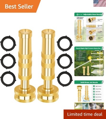 #ad Brass Hose Nozzle 2 Pack – Adjustable High Pressure Spray Gun for Every Task $19.99