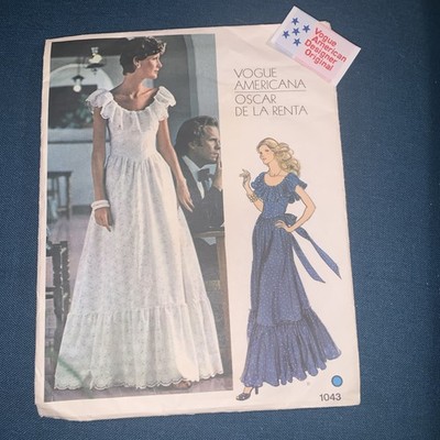 Vogue Americana Dress 1043 Oscar De La Renta Sewing Pattern SZ 10 W/Cloth Label