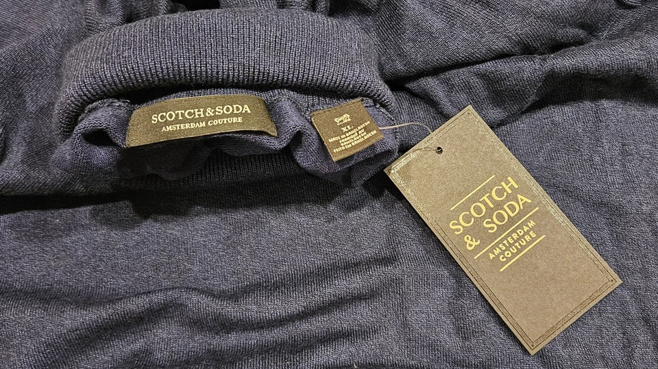 Suéter Scotch & Soda Clásico Azul Marino Cuello Tortuga Para Hombre Talla XL Ligero Foto 3 de 4