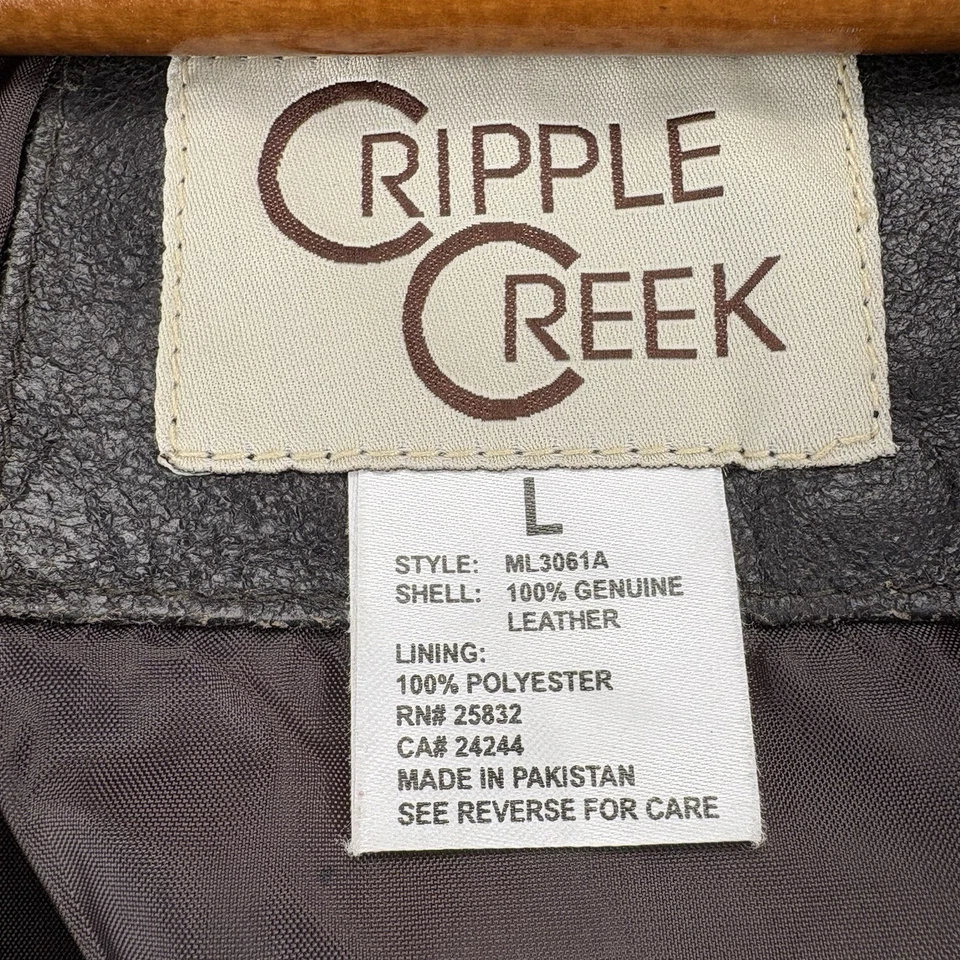 Cripple Creek Vest Men L Antique Suede Leather Cowboy Western Ranch - Image 2 of 4