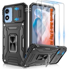Motorola Moto G Play 2024 Case with 2 Pack HD Screen Protector Slide Camera