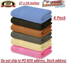 Set of 6 Extra Large Cotton Bath Towels For Bathroom Absorbent Shower Towel Bulk