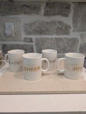 4 Mikasa Cheers Holiday Confetti Mugs - PEACE...