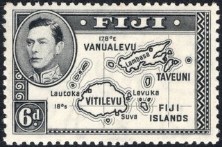 FIJI: 1938 55 6d Black Die I Sg 260 Lightly Mounted Mint Cat £60