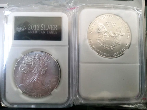 Silver Eagle 2013 Bullion uncirculated and encapsulated".