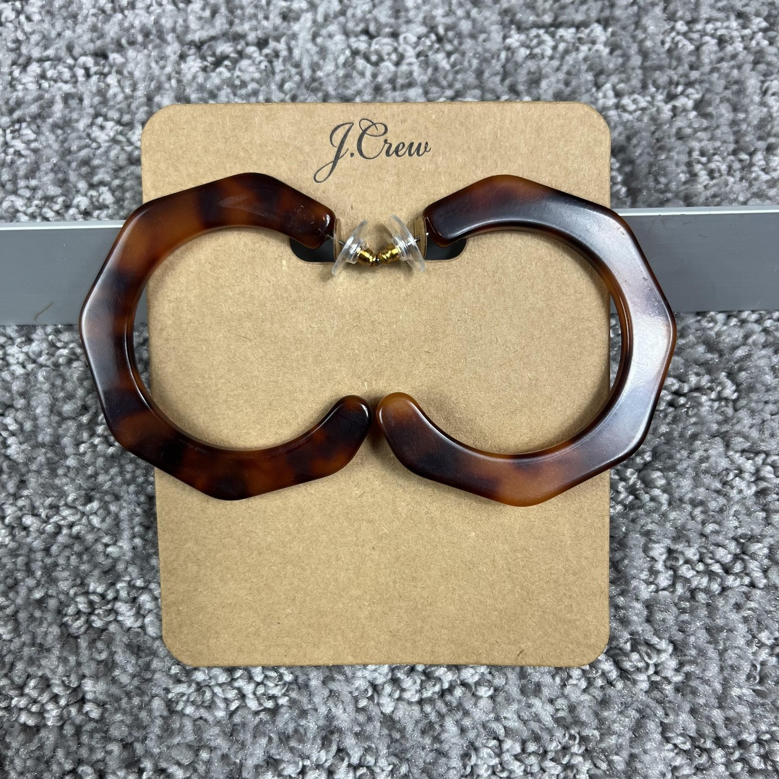J.Crew Brown Tortoise Resin Hoop Earrings Geometric Women Jewelry Statement