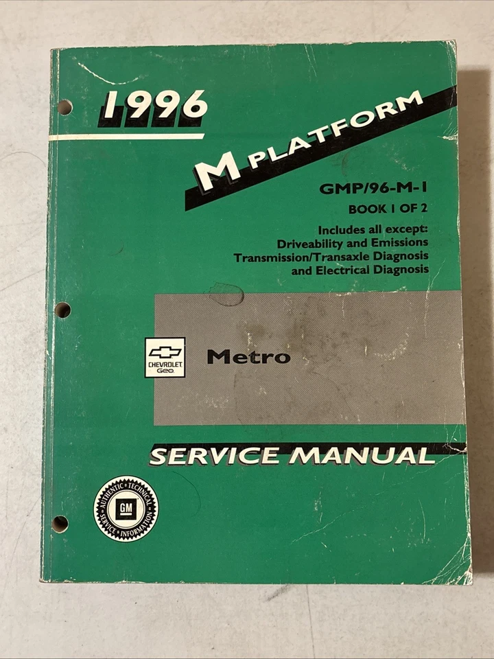 1996 CHEVROLET GEO METRO M PLATFORM SERVICE REPAIR SHOP GUIDE MANUAL BOOKS 1-2 - Image 2 of 4