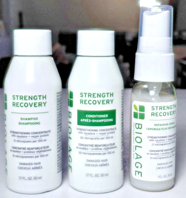 Biolage Strength Recovery Shampoo, Conditioning Cream 1.7oz,Repairing  Spray 1oz