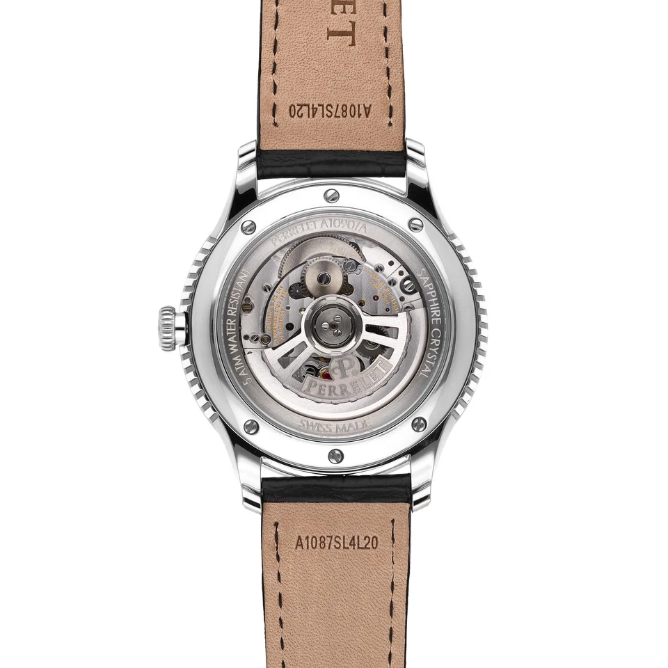 Relógio masculino automático Perrelet duplo rotor mostrador preto 42,5 mm A1090/C - Imagem 4 de 4