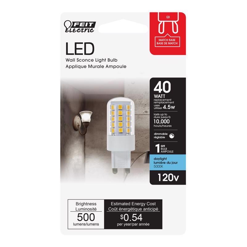 Feit Electric BPG40/850/LED Daylight 120V 5000K 500 lm. G9 Bi-Pin LED Bulb 40W