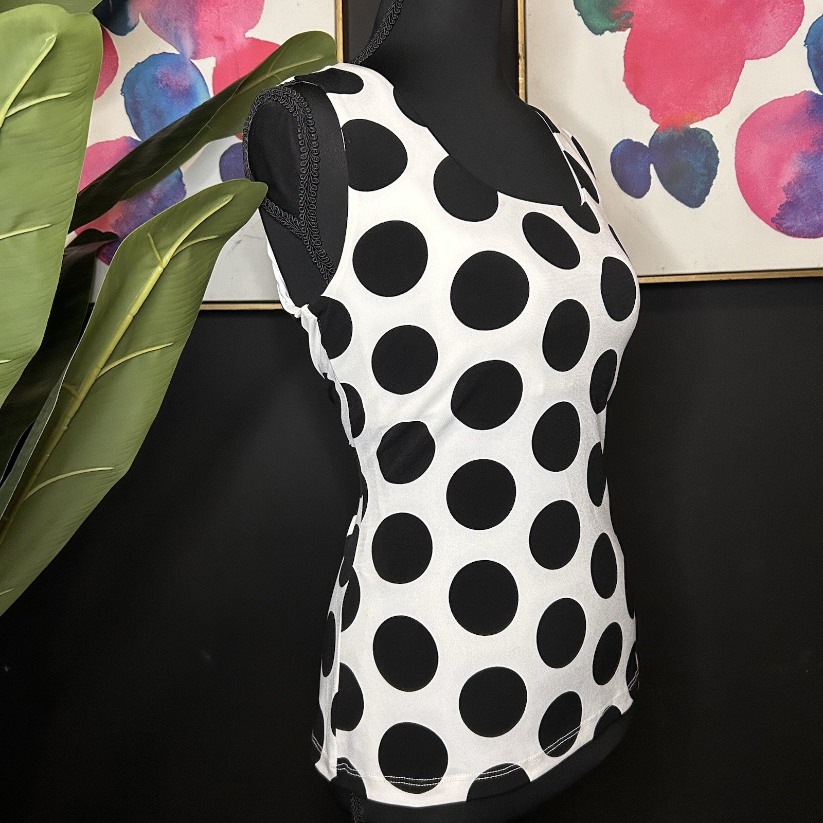 Calvin Klein black & white polka dot tank top #polkadot  NWT thumbnail 4