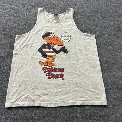 Sherry's Best Tank Top Mens XL Gray Cotton Indiana Beach Vintage USA Graphic