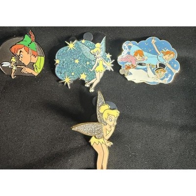 Disney Peter Pan Tinker Bell Trading Pin Set of 4 Fantasy Pixie Dust