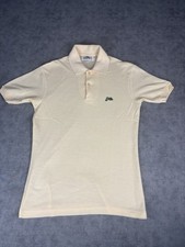Vintage Garan USA Made Polo Shirt Small Cream Leaping Cat Logo Retro