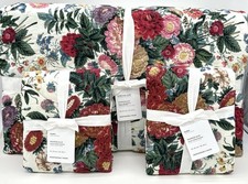 Pottery Barn Margeaux Quilt~Floral Embroidered Reversible~King~2 Shams Cottage