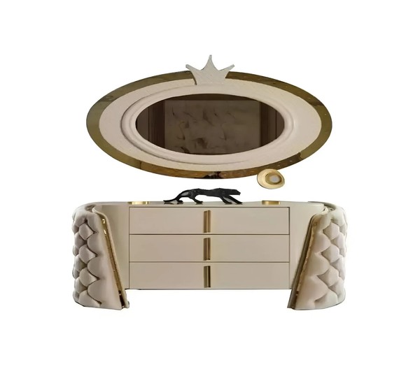 Schminktisch Spiegel Luxus Konsole Kommode Schlafzimmer Holz Modern Design-image