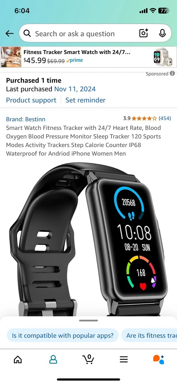 Bestinn Smart Watch Fitness Tracker with 24/7 Heart Rate