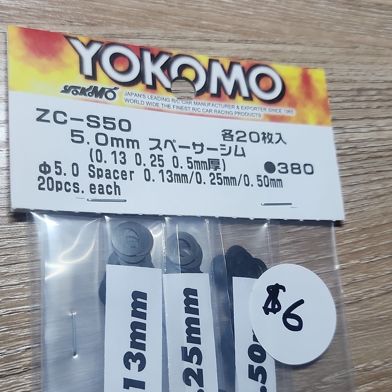 Yokomo ZC-S50 5.0mm Spacer Shim Set Spacers 0.13/0.25/0.50mm 20pcs