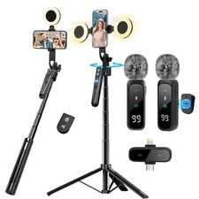 Kit de vlogging iPhone Android 70 Trípode 360 Rotación Inalámbrico Micrófono Contenido
