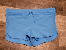 Athleta Kata Swim Shorts Large Ribbed Drawstring Lined Blue Boy shorts Swimwear