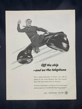 Magazine Ad* - 1945 - AT&T / Bell System - World War II - Soldier riding phone
