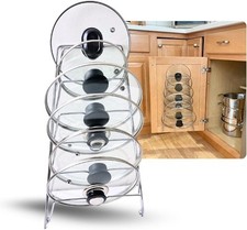 6 Tier Pot Lid Organizer Rack Cabinet Door Wall Mount Pan Cover Holder Chrome