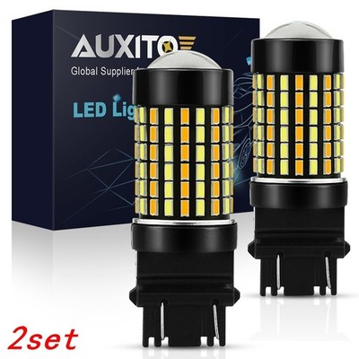 4X White/Amber 3157 4157 LED DRL Switchback Turn Signal Parking Light Bulbs EOOK