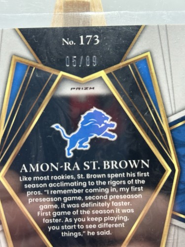 2021 Panini Select Concourse Amon-Ra St. Brown #173 Dragon Scale Prizm /89 (RC) - Picture 3 of 3
