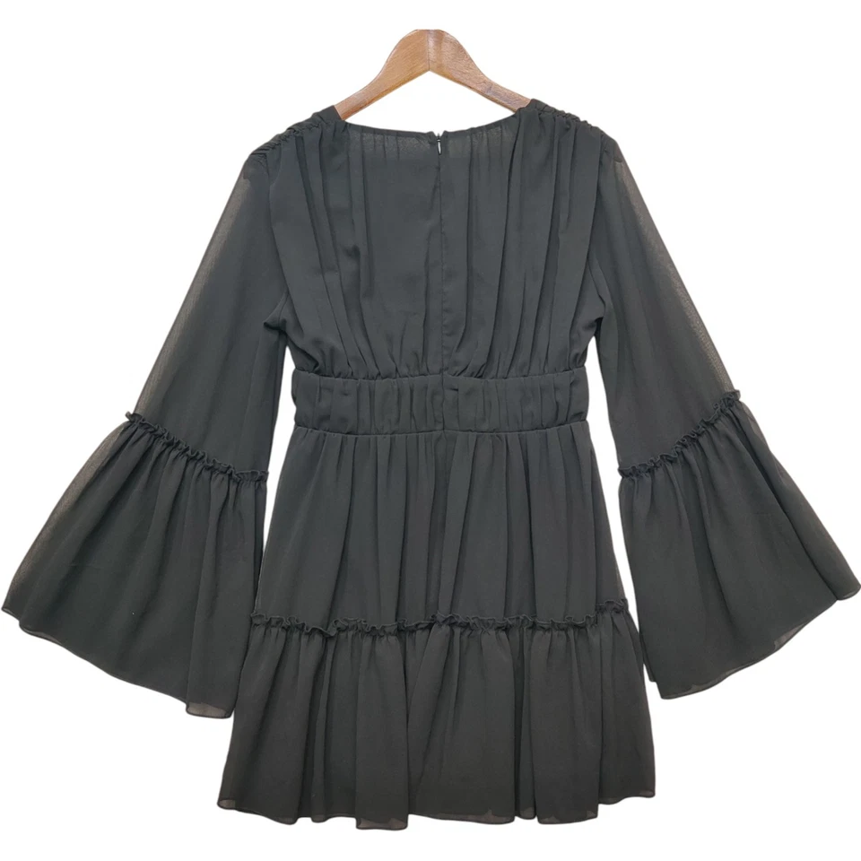 Vestido para mujer Miss Ord negro caprichoso hada grunge cuello en V profundo manga acampanada M Foto 4 de 4