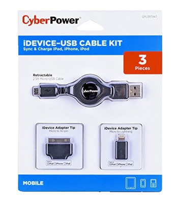 3 Pieces Retractable CyberPower iDevice-USB Cable Kit