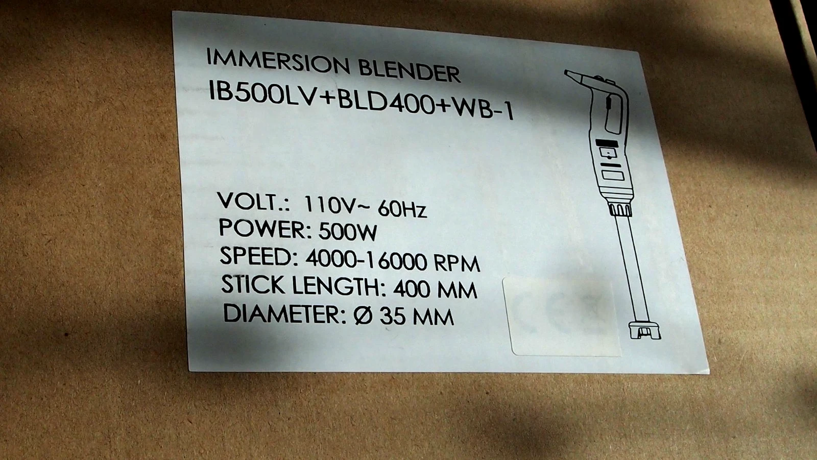 Commercial Variable Speed Immersion Blender IB500LV, +BLD 400+WB-1 . 16" Shaft,
Opens in a new windo