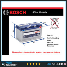 Battery fits AUDI Q7 A2 S3 A7 A5 Q5 TT A8 RS5 S4 S5 TT RS A6 Bosch 115