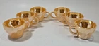Fire King Peach Lustre Swirl Demitasse 2 oz Teacups Set of 6 Vtg Anchor Hocking