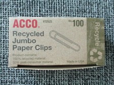 ACCO - 72525 Recycled Jumbo Paper Clips 100 per box