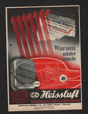 CHEMNITZ, Prospekt um 1935, Speiermann, Weigel & Co., OEM-Auto-Heizung