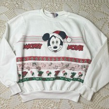 Vintage 1980s Disney Pilgrim Adult Medium Mickey Mouse Christmas Sweatshirt