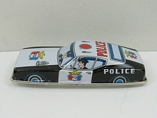Vintage Police Car Friction Toy Tin Car Circa 1960's Japan Pg14E 