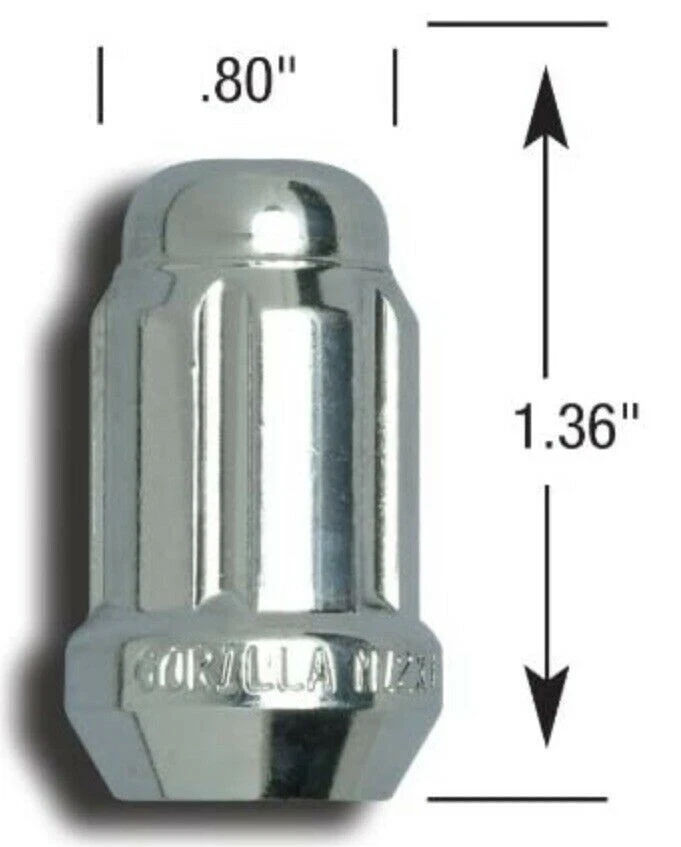 Cerraduras de rueda sintonizador de diámetro pequeño Gorilla cromadas 12 mm x 1,50 rosca tamaño 21631SD Foto 2 de 4