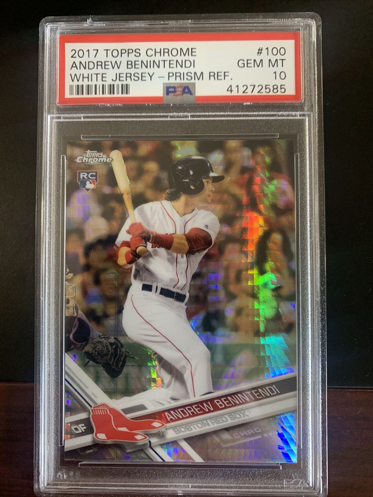 2017 Topps Chrome Prism Refractor #100 Andrew Benintendi Rookie PSA 10
