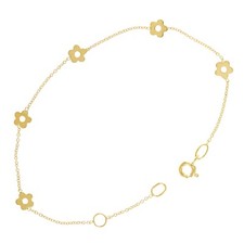 Italian 14k Yellow Gold Station Flower Charm Bracelet 7" 1.4 grams