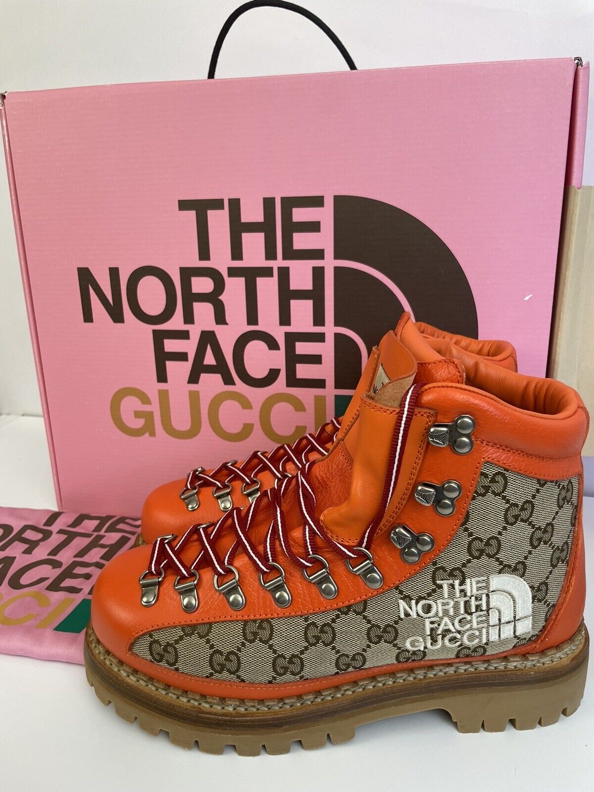 GUCCI x The North Face Womens GG Orange Hiking Boot 679927 Sz 39.5/US 9.5