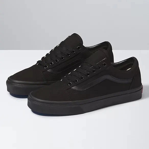 Vans old skool all black white stripe top
