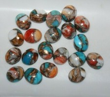 Spiny Oyster Copper Turquoise 10x8mm Cabochon Oval Loose Gemstone s 
